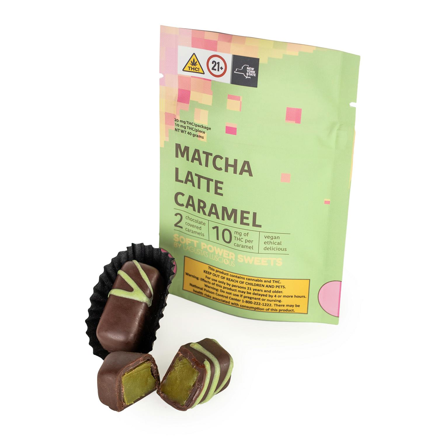 Matcha Latte Chocolate-Covered Caramel - 20mg/unit - Image 2