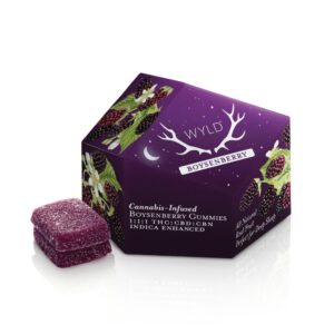 Boysenberry 1:1:1 CBD:CBN + Indica Enhanced  10 Pack  Gummies  THC: 100mg, CBD: 100mg