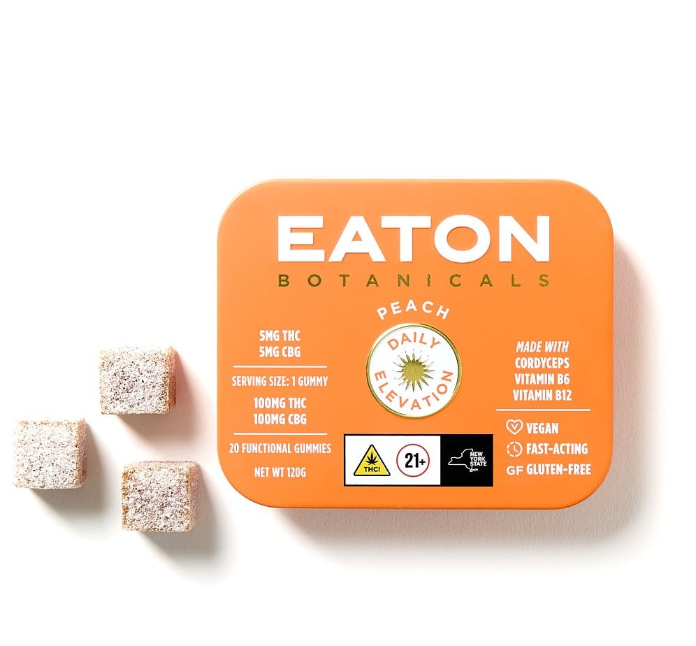 Peach "Daily Elevation" 20 Pack Gummies THC: 100mg, CBD: 100mg