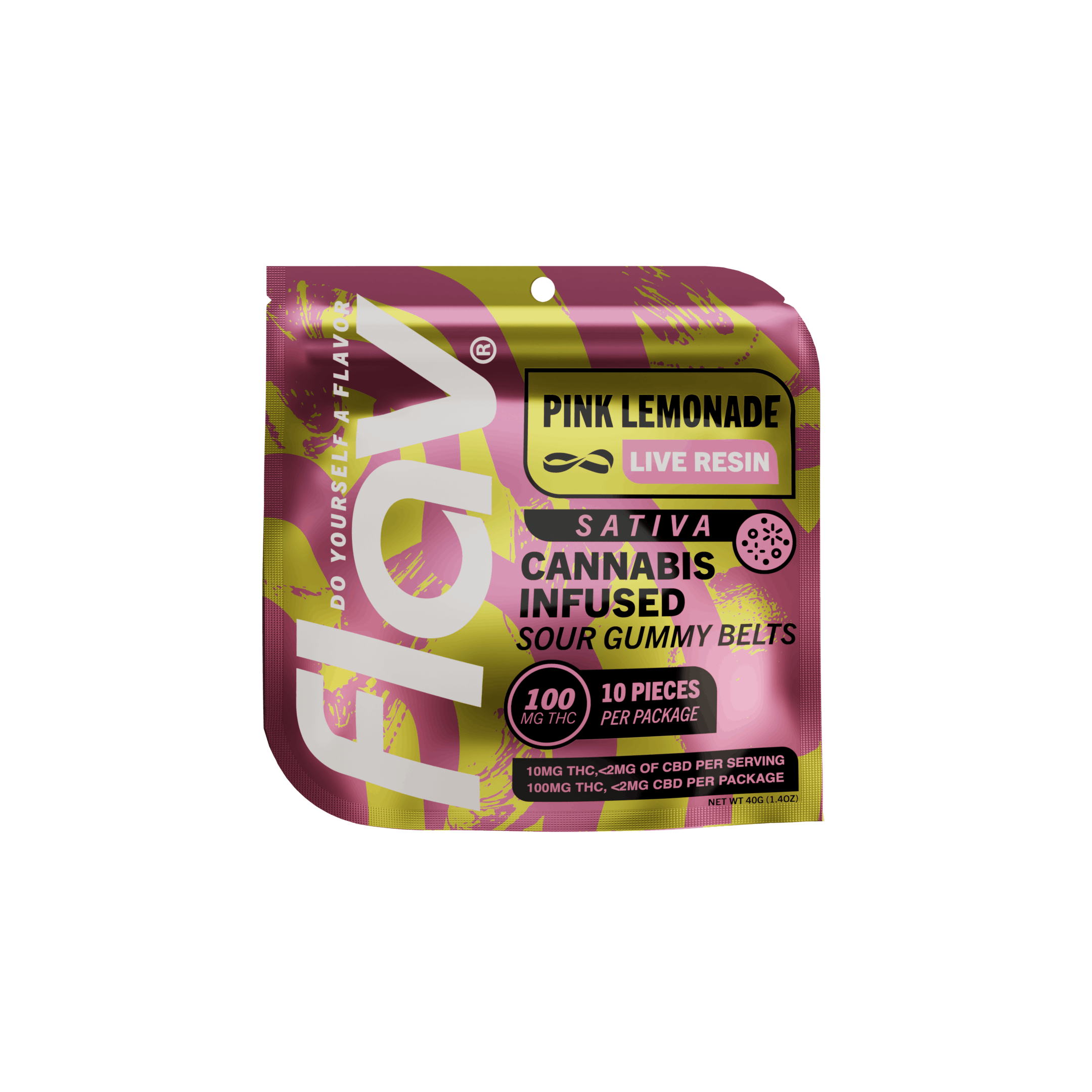 Pink Lemonade Sour Belts Live Resin 10 pack 100mg