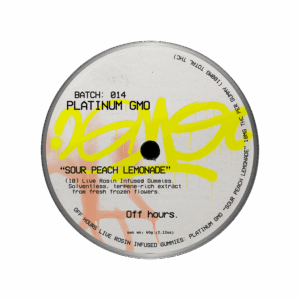 Platinum GMO "Sour Peach Lemonade" 014 Live Rosin Gummies 100mg