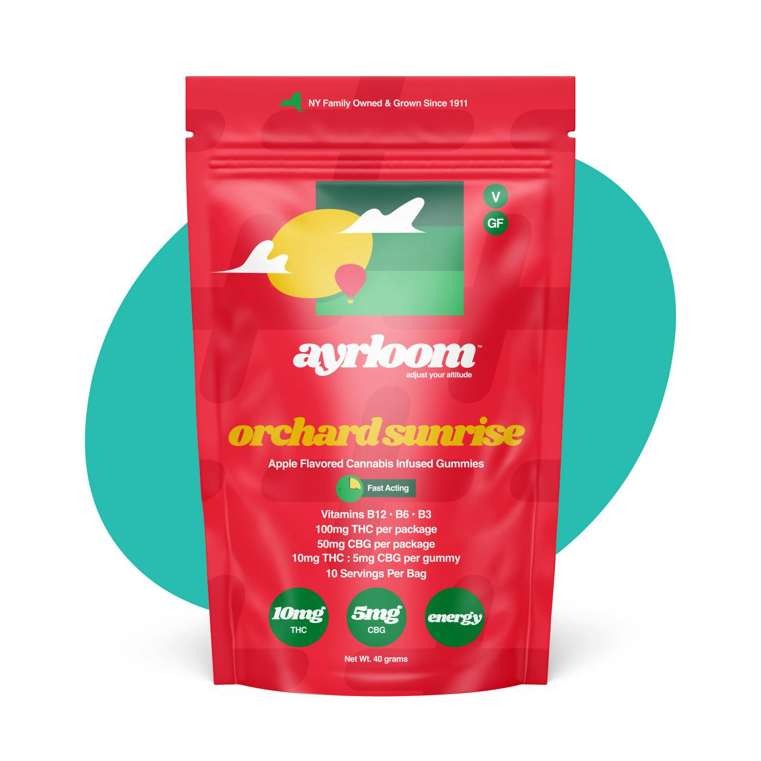 Orchard Sunrise 2:1 "UP" I 10 Pack Infused Gummies THC: 100mg, CBD: 50mg