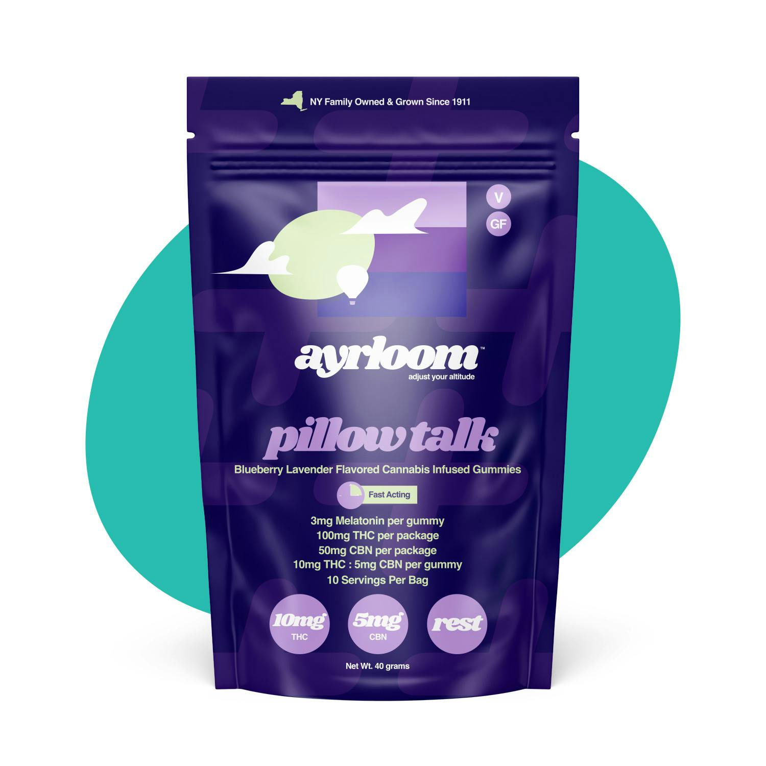 Pillow Talk 2:1 10 Pack Gummies THC: 100mg, CBN: 50mg