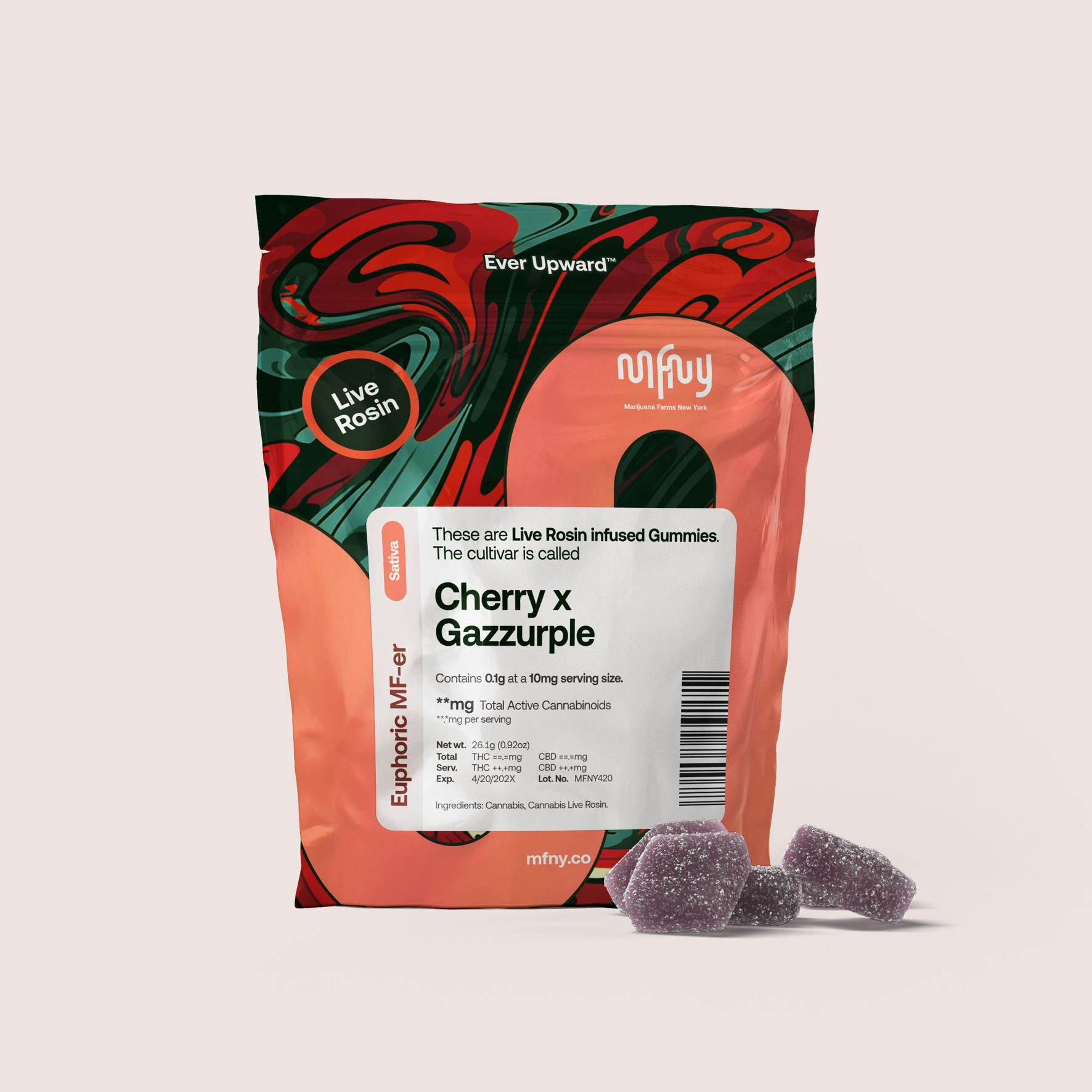 Cherry x Gazzurple Live Rosin Gummies 10 Pack 100mg