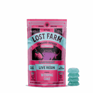 Raspberry x Weddingcake Live Resin Gummies 10 Pack THC: 100mg