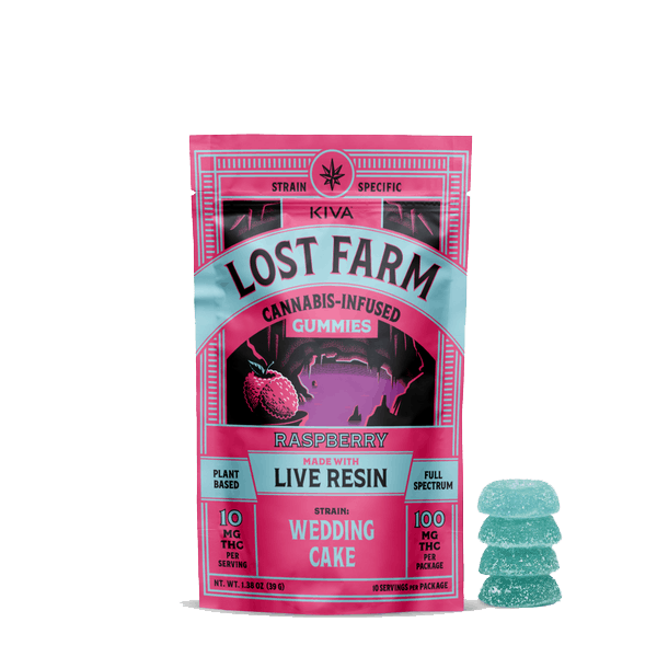 Raspberry x Weddingcake Live Resin Gummies 10 Pack THC: 100mg