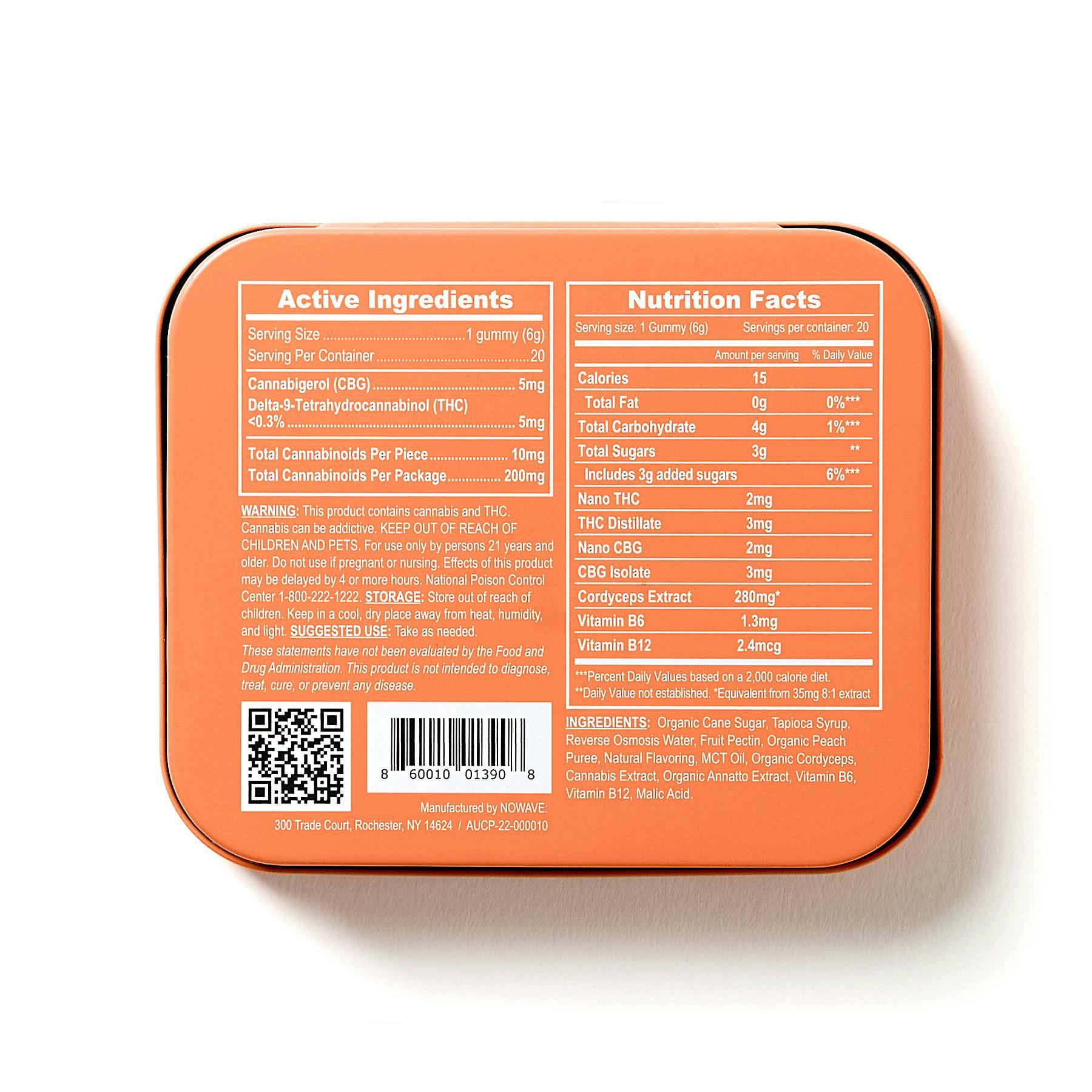 Peach "Daily Elevation" 20 Pack Gummies THC: 100mg, CBD: 100mg - Image 3
