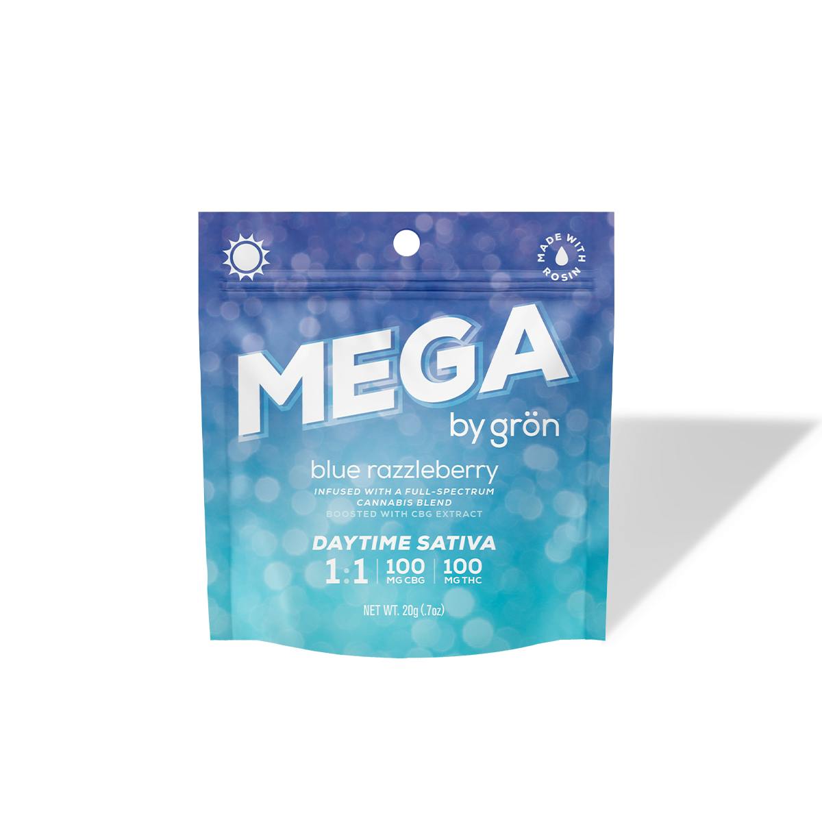 Blue Razzleberry Mega Pearl 1:1 Single Gummy THC: 100mg