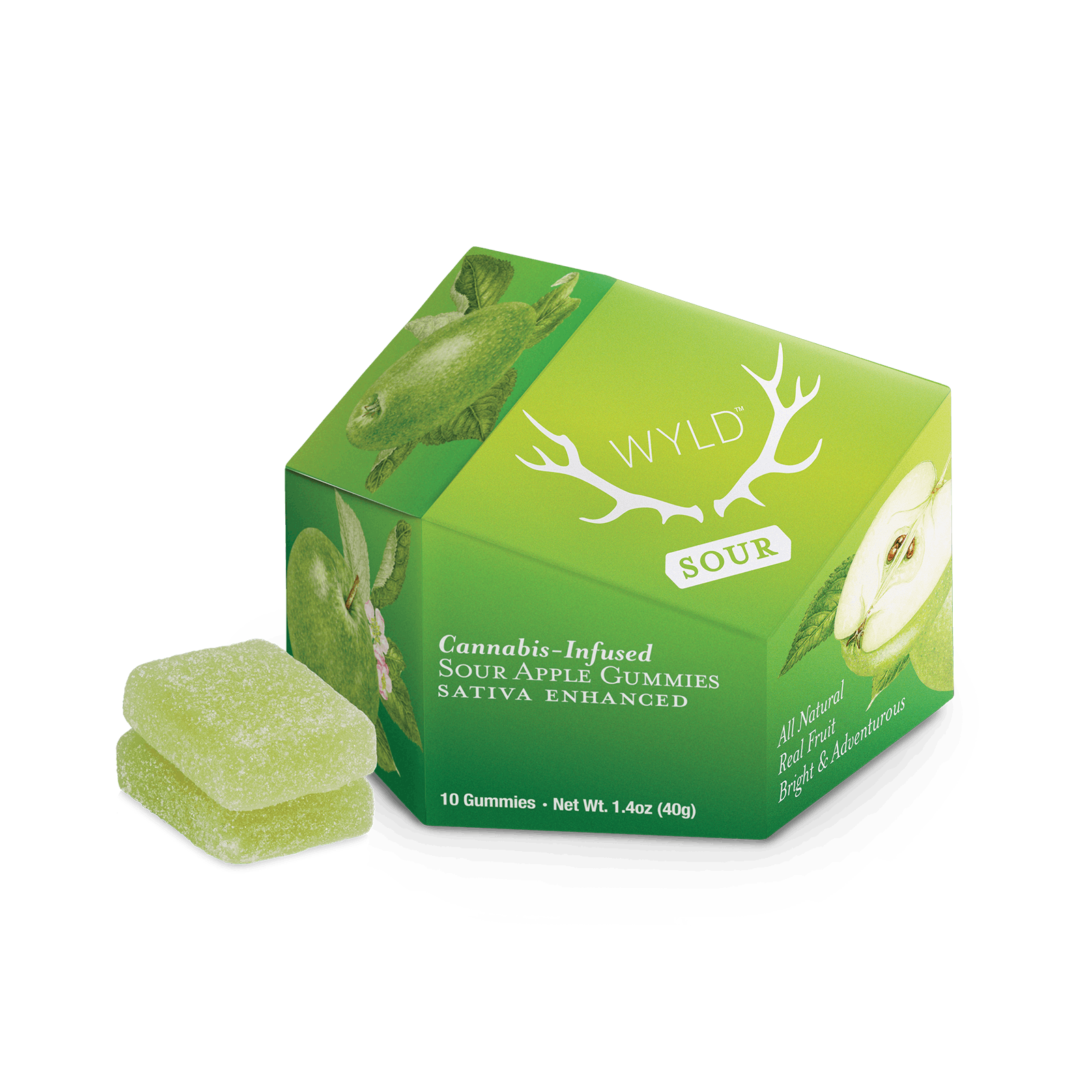 Sour Apple Sativa Enhanced Gummies THC: 100mg