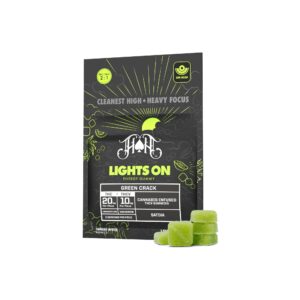 Green Crack  Sativa - Lights On  THCV Energy Gummies  THC: 100mg THCV: 50mg