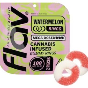 Mega Dosed Watermelon Rings 2-Piece  THC: 100mg