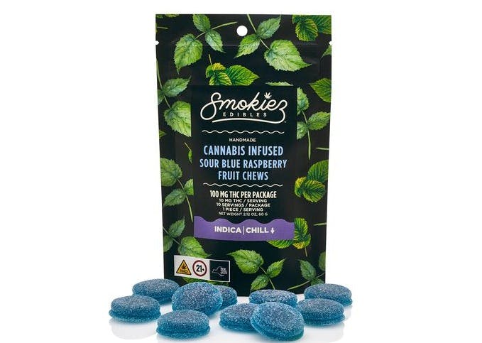 Sour Blue Raspberry Indica Fruit Chews THC: 100mg - Image 3