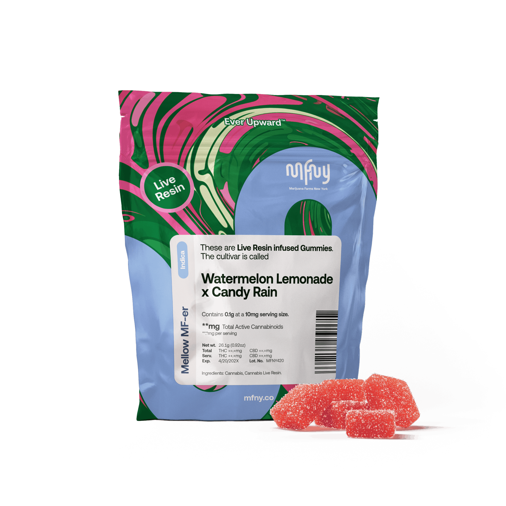 Watermelon Lemonade X Candy Rain Live Resin Gummies 10 Pack 100mg
