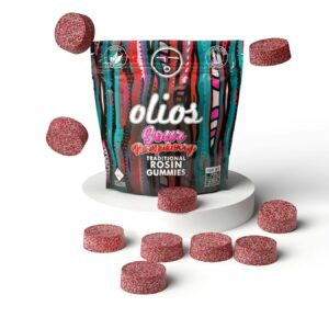 Sour Raspberry  Live Rosin  Gummies  10 Pack  100mg