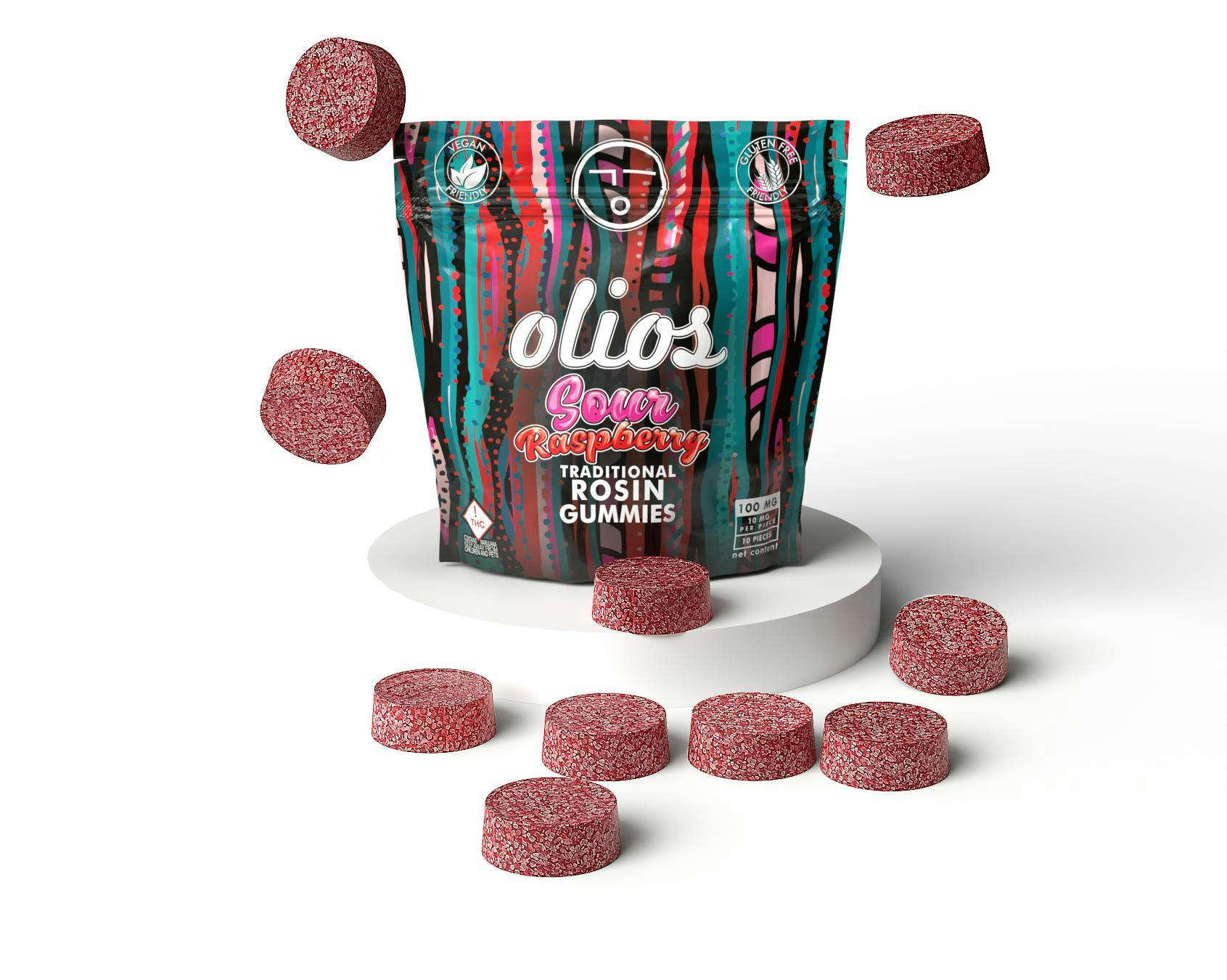 Sour Raspberry Live Rosin Gummies 10 Pack 100mg