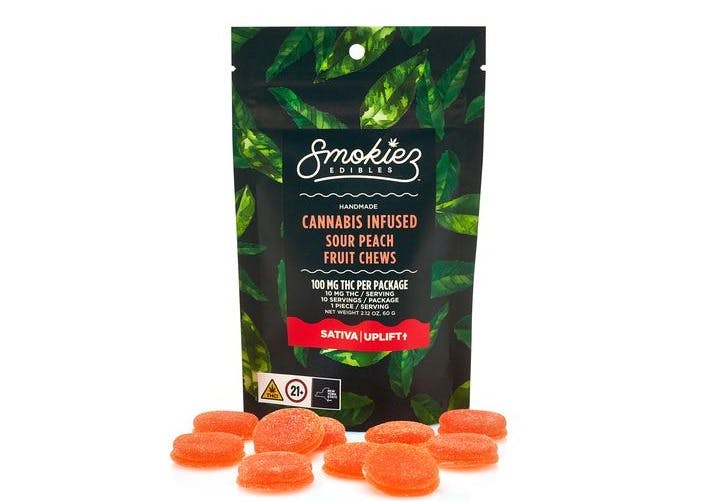 Sour Peach 10 Pack Gummies THC: 100mg