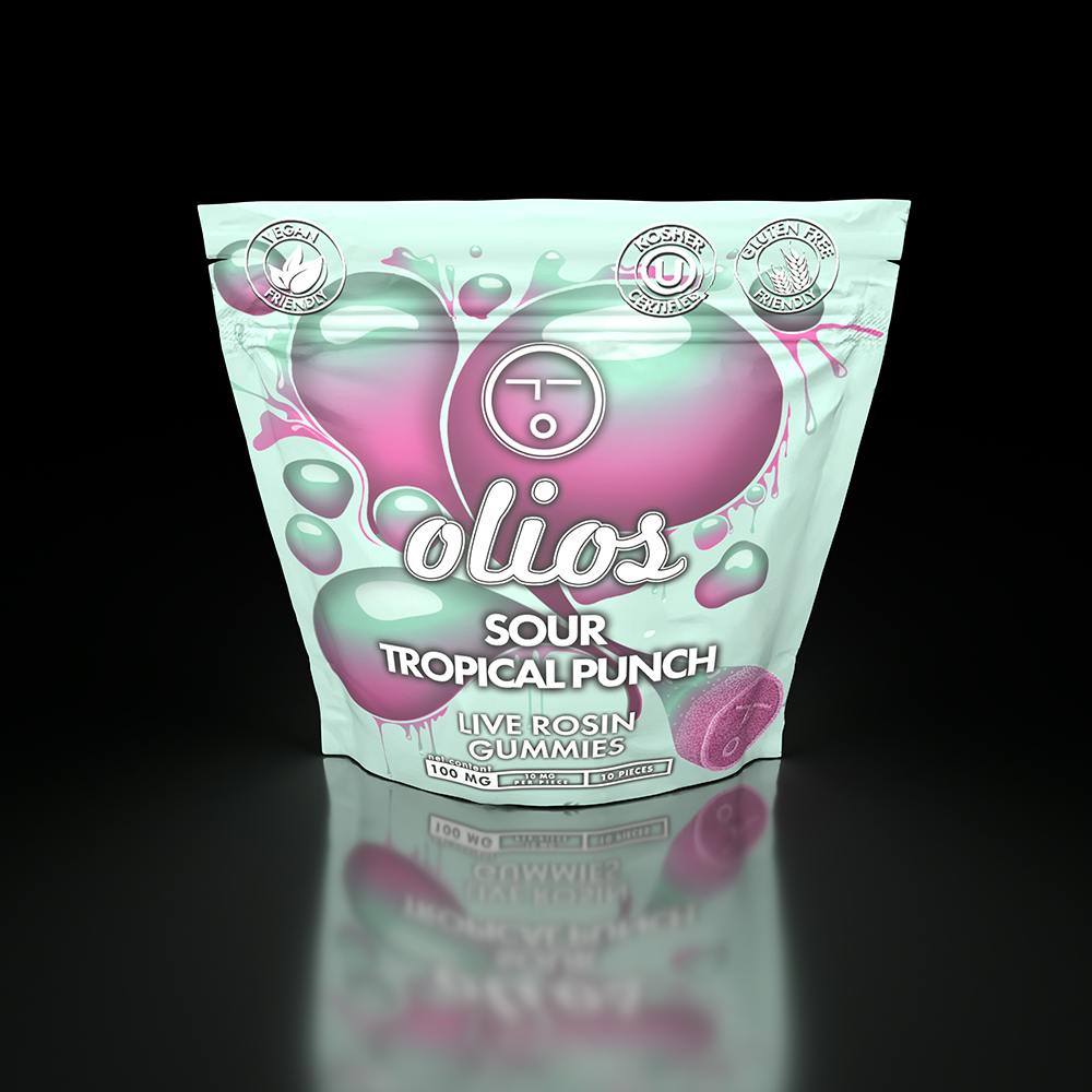 Sour Tropical Punch Live Rosin Gummies 10 Pack 100mg